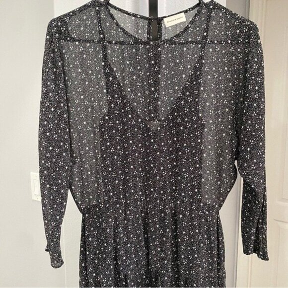By Malene Birger Black Reza Star Print Goth Punk Dress Size 34 US XS Chiffon - Picture 2 of 6